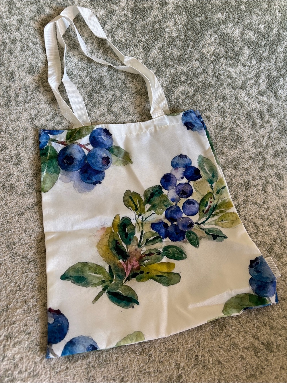 Fresh Blueberries Botanical Poly Canvas Tote Bag NWT 14x15.75”